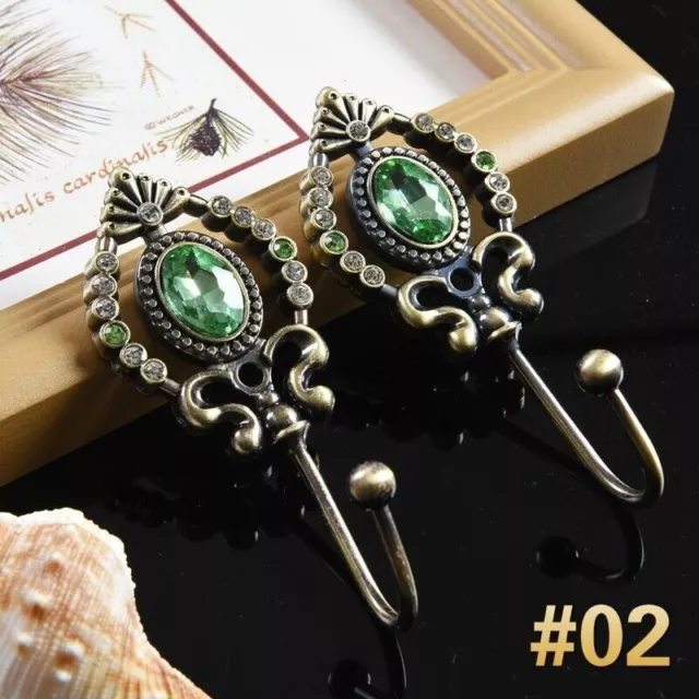 2X Metal Crystal Curtains Hooks Wall Tie Back Hanger Holdback Holder Retro Decor
