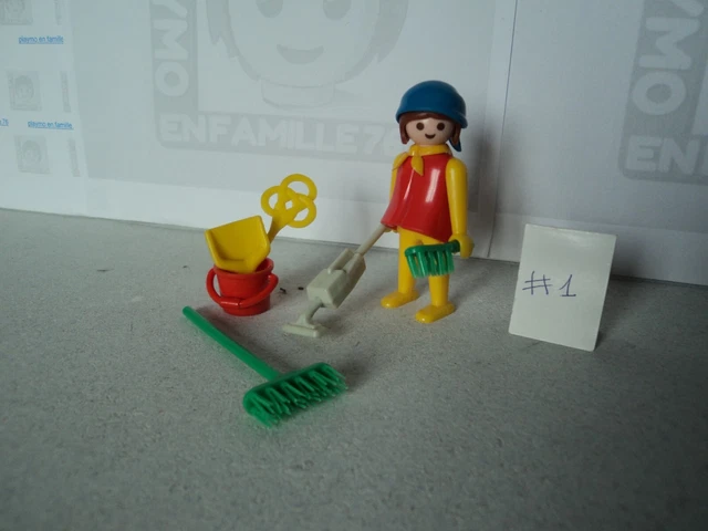 Lot Playmobil Vintage : Dame / Femme De Ménage Avec Aspirateur (Klicky, Boîte, Système Ancien)
