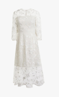NEW Ted Baker Tabii Tiered Lace Midi Dress Natural Ivory - 3 US 8 #D5471