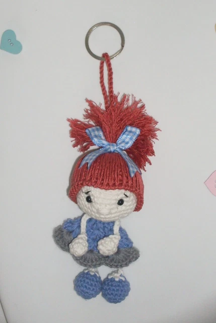 Amigurumi Schlüsselanhänger Taschenbaumler Girl Geschenk gehäkelt Handarbeit