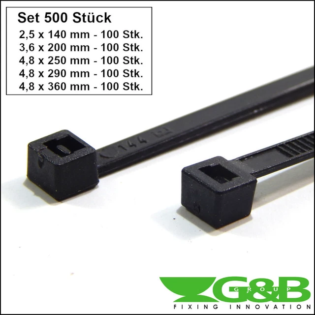 1000 Stück Kabelbinder Schwarz - Industriequalität 100mm X 2,5mm 8,1kg Zugkraft