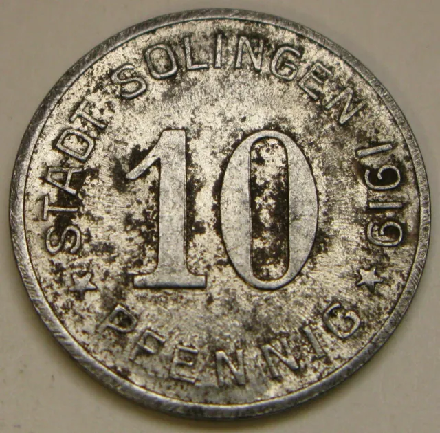 SOLINGEN (Germany) 10 Pfennig 1919 Iron Token - Notgeld / Emergency Money -1024*
