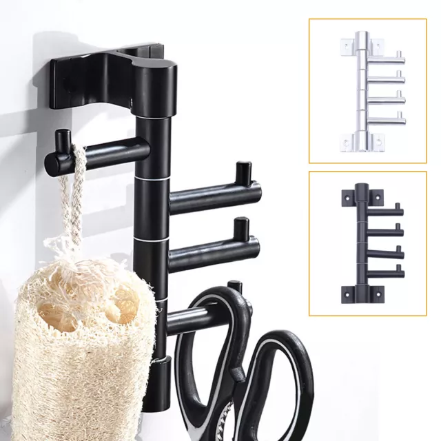 Wall Mounted Rotating Coat Hooks Bathroom Towel Hooks 4 Swivel Arms 10kg USA