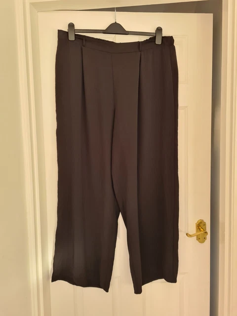 Black Linen Mix Wide Leg Trousers