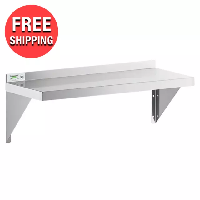 Commercial Restaurant Kitchen Stainless Steel Heavy-Duty Solid Wall Shelf | NSF