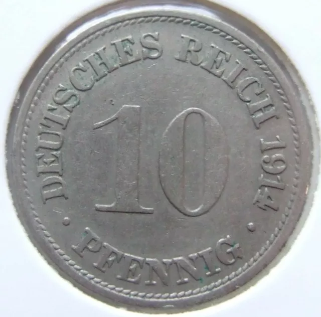 Moneta Reich Tedesco Impero Tedesco 10 Pfennig 1914 G IN