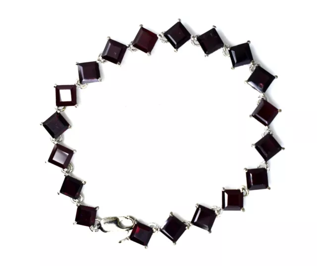 64.55 Ct Unheated Natural Brown Garnet 925 Sterling Silver Bracelet 7.5 Inch