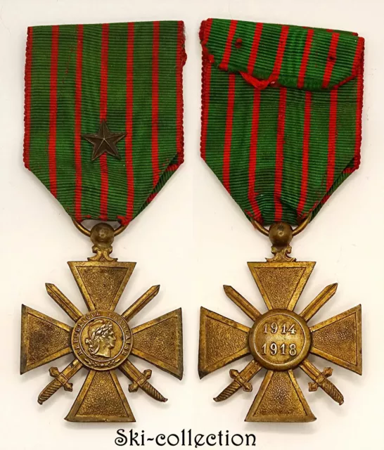 Croce da Guerra 1914-1918. Con 1 Étoile. Bronze. Francia 1° Guerre Mondiale, WW1