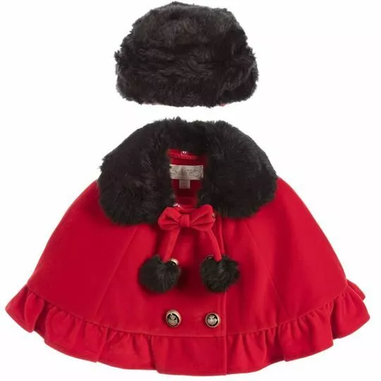 Girls Red Couche Tot Cape & faux fur hat 3-9 Years Spanish/Romany BNWT small fit