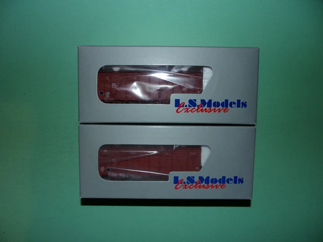 LS MODELS COFFRET 2 wagons couverts courts Gs rouge toit rouge 30013 R