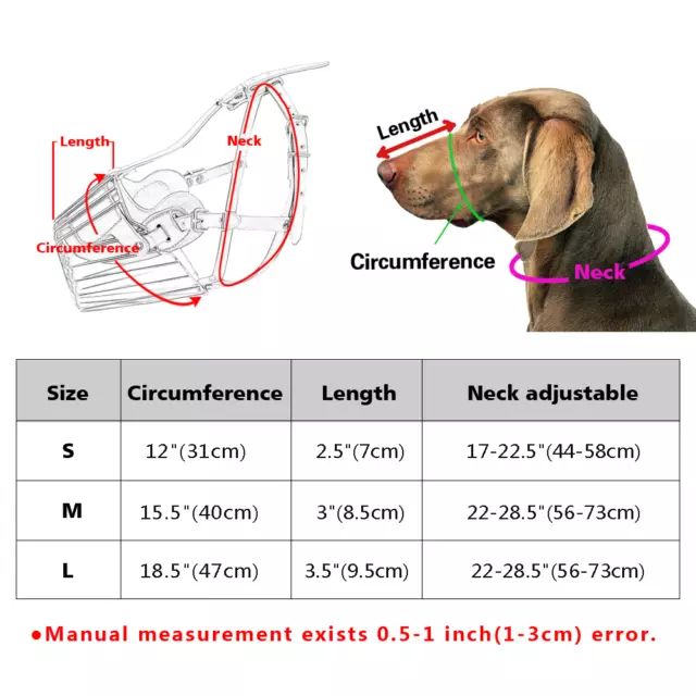 Cuir Museau de chien Anti Morsure Ajustable Panier métallique Grand Doberman SML 2