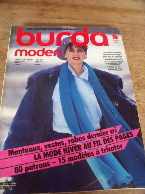 Magazine Burda Moden 1984 - Modèles Lingerie, Manteaux, Robes - Occasion Vintage
