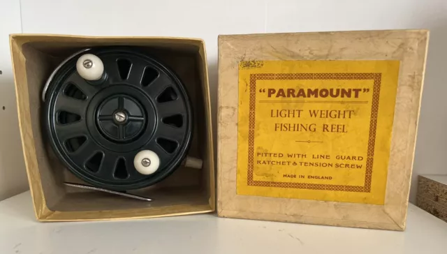 Vintage Paramount Light Weight Fishing Reel With Box Made In England