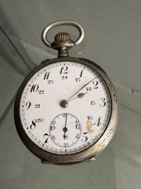 Montre Gousset Richelieu Argent Poinçon Crabe Blondeau – Vintage Avec Chaîne Et Clé, Occasion