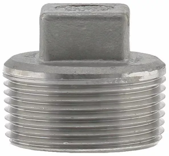 1-1/4" NPT Threaded Square Head Plug 316 Stainless Steel 150 Fitting