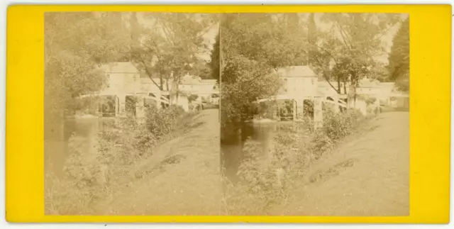 Stereo, France, Riverfront Landscape to Identify, Watermill? approximately 18