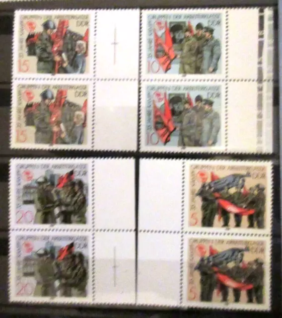 2x Randstücke DDR Nr.3177/80 ** Kampfgruppen 1988, postfrisch Militär