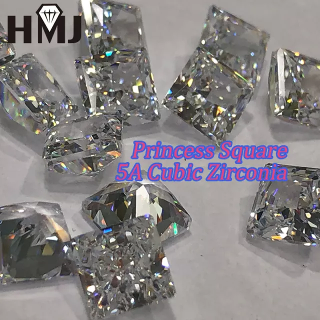 Princess Square Crushed Ice White CZ 5A Cubic Zirconia Stone High Carbon Diamond