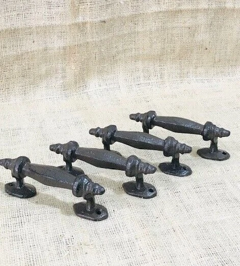 4 Handles Rustic Cast Iron Antique Style Barn Gate Pulls Drawer Door Shed Fence