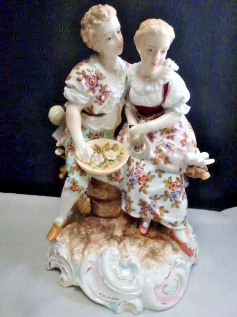 Antique Volkstedt German COUPLE  BIRDS DOVES  Porcelain Figurine  19TH CENTURY