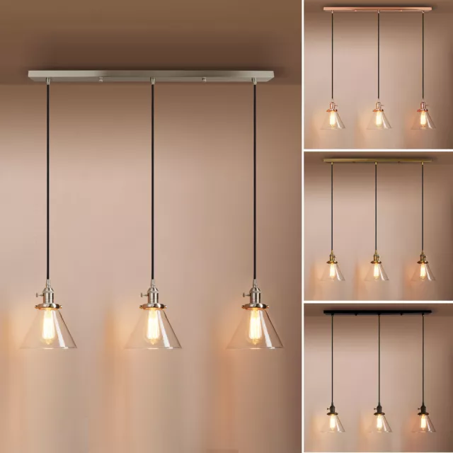 7.3"Retro Industrial Cluster 1/3 Funnel Lampshade Loft Bar Ceiling Pendant Light