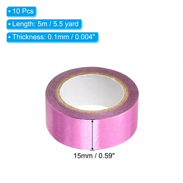 Metallic Washi Band 15 mm x 5m, 10er-Pack Kunst Papier Bänder Washi selbstklebend pink 2