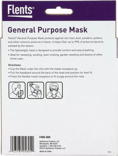 Flents General Purpose Masks Helps Protect Against Common Airborne Irritants 5Ct 2