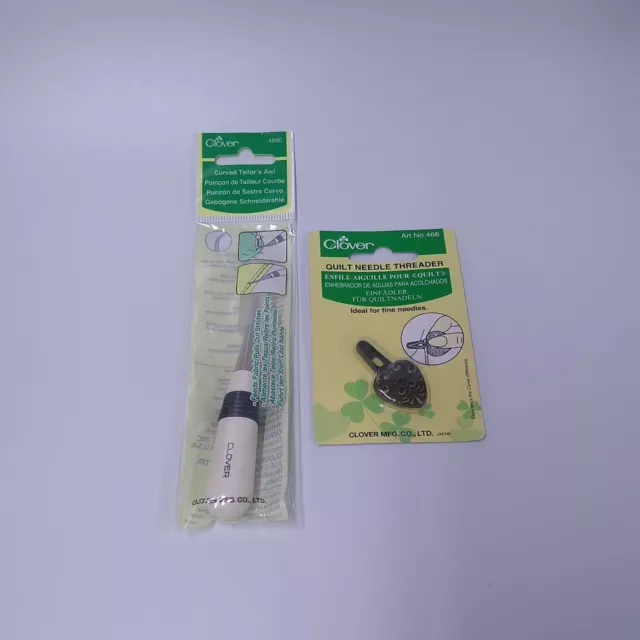 Clover Sewing Tools CL466 Needle Threader: Quilt & CL4880 Curved Aw