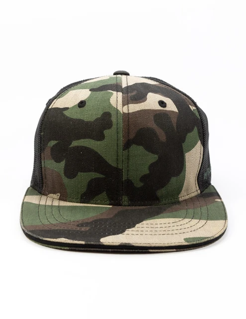 Camo Flexfit Hunting Hat Cap Adjustable Snapback Mesh Flat Brim
