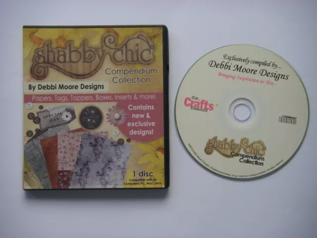 DEBBI MOORE CD-ROM Shabby Chic COMPENDIUM COLLECTION 1000+ elements EC Bargain