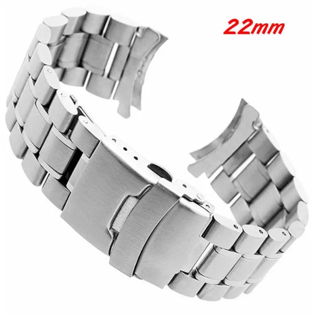 18-24mm Curved Stainless Steel Metal Solid Watch Band Strap Clasp Replacement UK