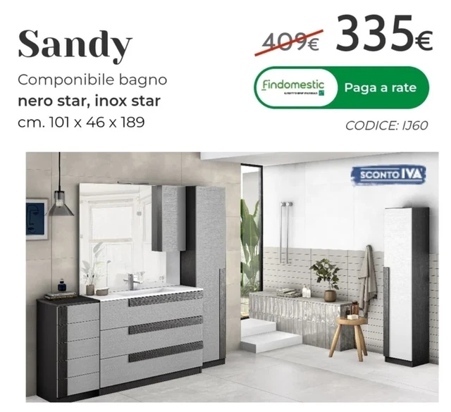 mobile bagno con lavabo, specchio E Luce Led