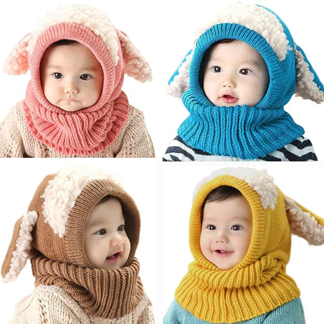 Baby Girls Boys Winter Hat Scarf Toddler Earflap Hood Balaclava Skiing Skull Cap