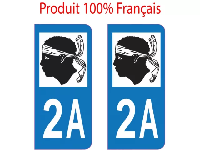 Autocollant Stickers plaque d'immatriculation DEPARTEMENT 2A CORSE CORSICA