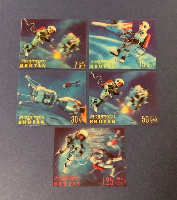 Briefmarken 1967 Bhutan Weltraumansichten Postfrisch 3 D Effekt