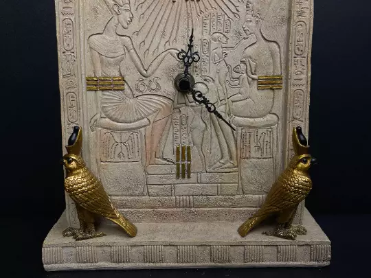 Beautiful Ancient Egyptian Clock of God Horus As a Falcon Wearing Double Crown 3