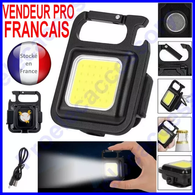 Mini Lampe de Poche LED COB Portable USB Rechargeable Lampe de Travail Porte Clé