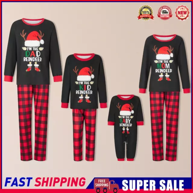 2 Piece Pajamas Outfits Casual Family Holiday Sleepwear Suit Xmas Loungewear Set