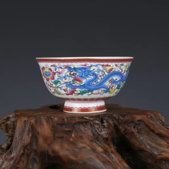 Fine Chinese Qianlong antique Porcelain famille rose dragon Phoenix bowl kitchen