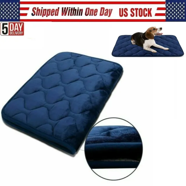 Pet Bed Dog Cat Calming Soft Velvet Pad Sleeping Washable Slim Mat Extra Large