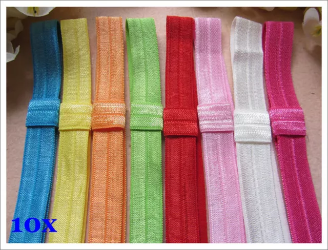 Wholesale Lot 10x Baby Girl Headbands Fold Over Elastic Plain FOE Hair Bands New