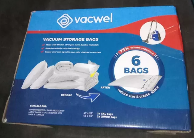 Jumbo XXL Vacuum Storage Bags, 47 x 35 Space Saver Bags for 3x