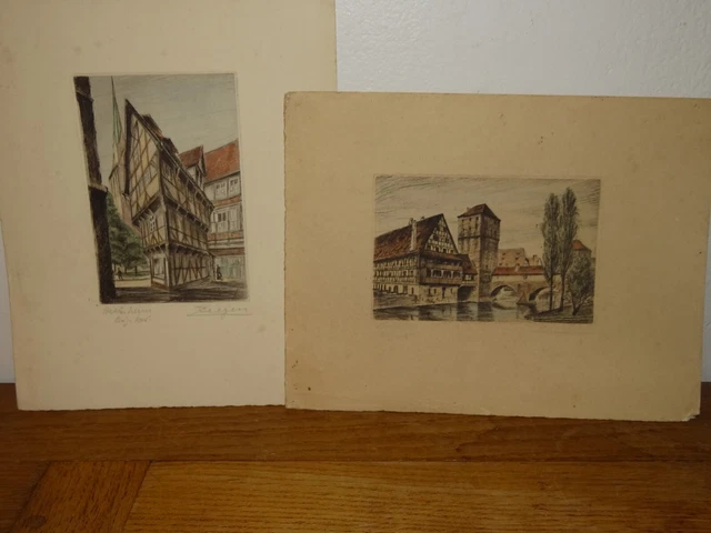 2 Belles Gravures Aquateinte Litho par Zeegers Alsace