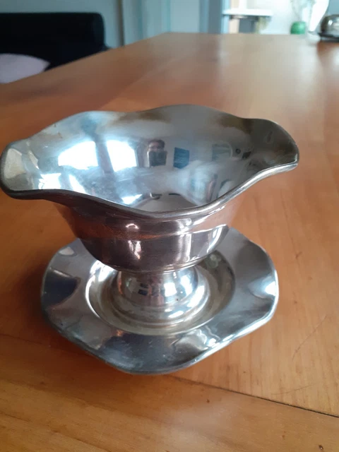 Très joli plat en verre, pieds en métal argenté - Arts de la table