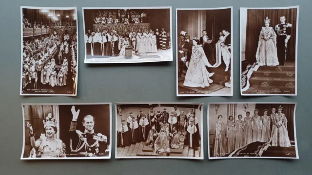 7 X 1953 Rp Pc Scenes Of Coronation Of Elizabeth Ii