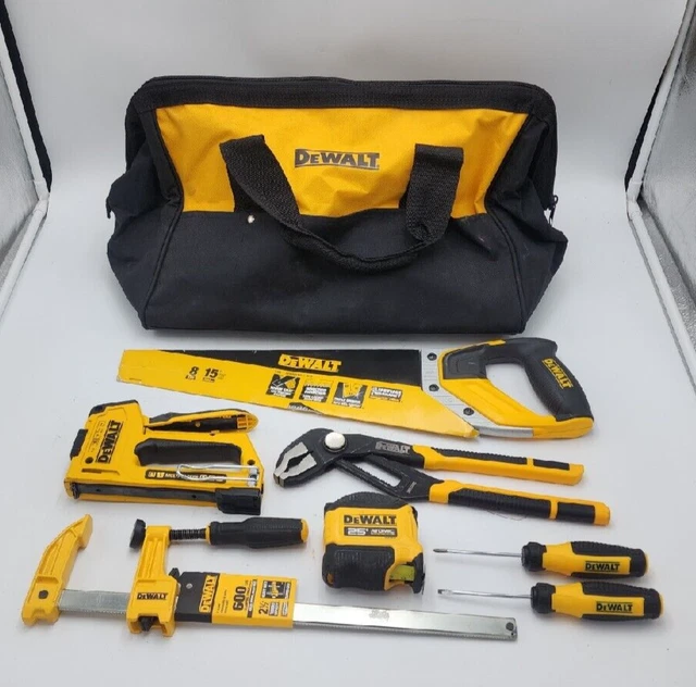 DeWalt Mixed Hand Tool Lot: Wrench, 2xScrewdrivers, Clamp, Tape Measure, & more