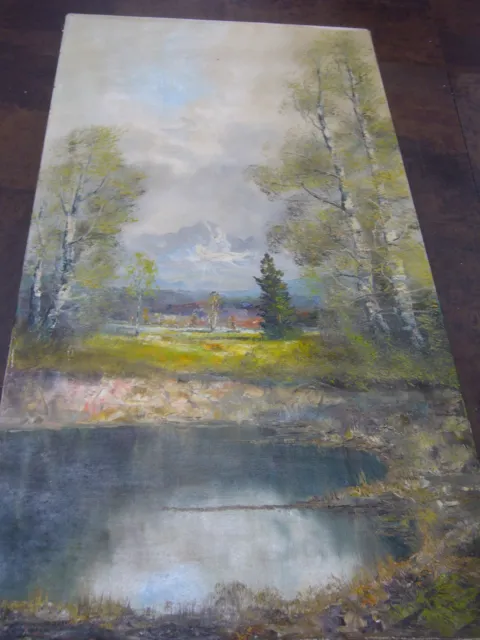 Johann Rosendorf Original Oil Canvas Painting Lake Mountains Landscape Austria 2