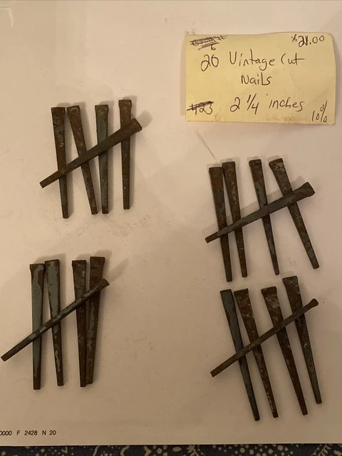 Vintage 20 Square Cut  2 1/4”  Inch Straight Nails w/Square Heads