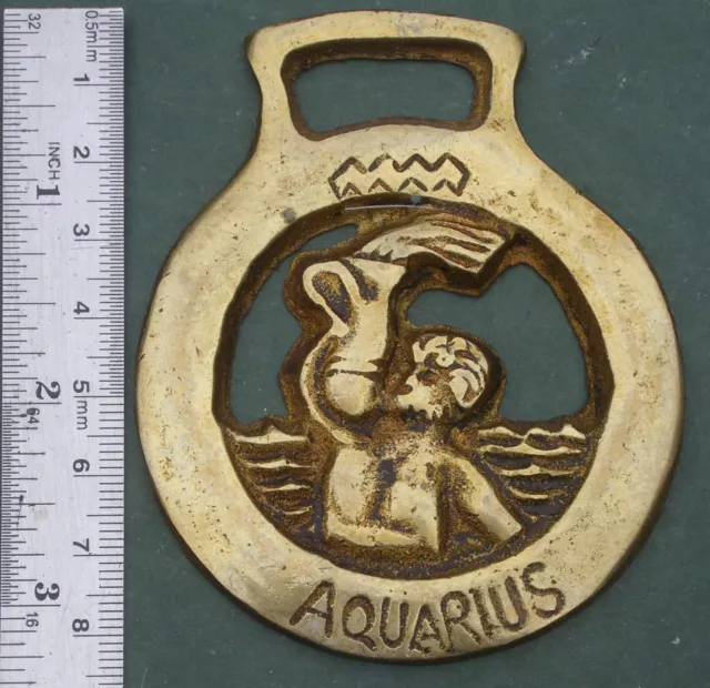 Cast Horse Brass, Aquarius, Free P&P, sign zodiac astrology water carrier