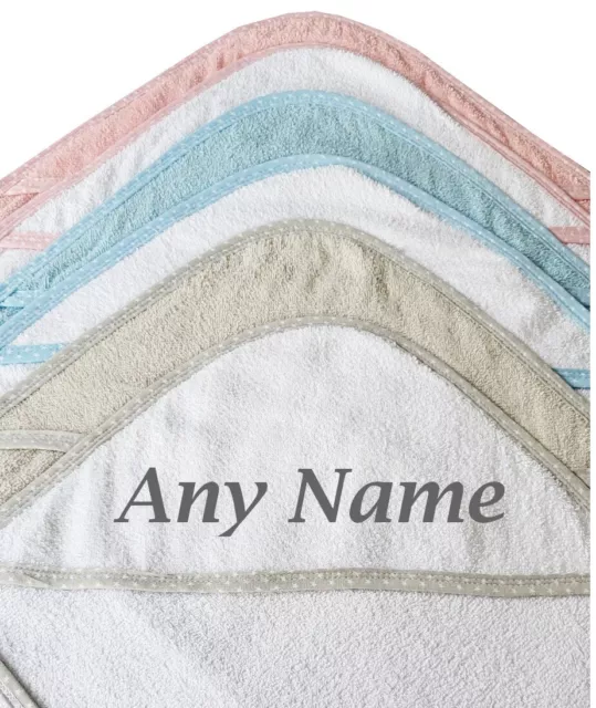 Personalised Hooded Baby Bath Towel 100% Cotton Your Baby's Name Gift Boys Girls